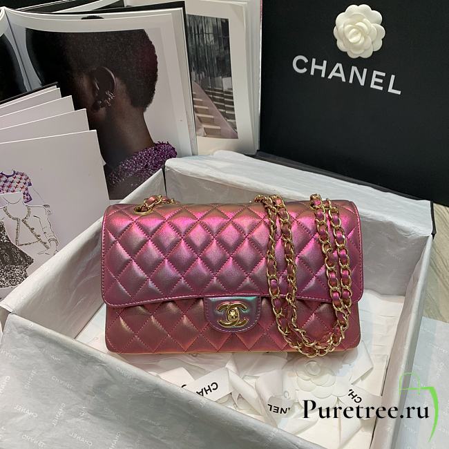 Chanel Classic Double Flap Bag Metalic Pink 25 cm - 1