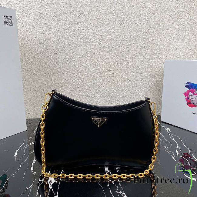Prada Leather Chain Hobo Bag Black | 1BC148 - 1