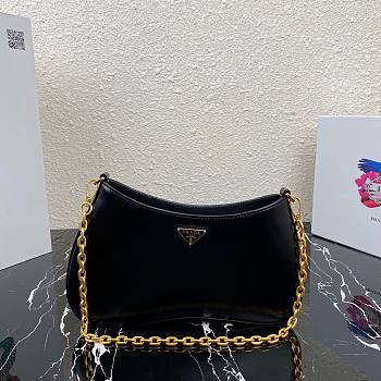 Prada Leather Chain Hobo Bag Black | 1BC148