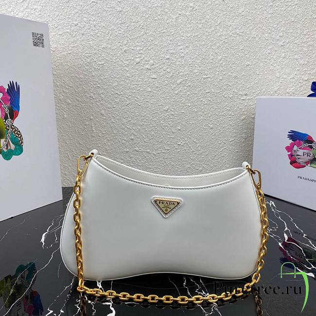 Prada Leather Chain Hobo Bag White | 1BC148 - 1