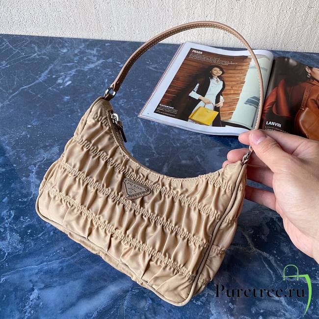 Prada Nylon And Saffiano Leather Mini Bag Beige | 1NE204 - 1