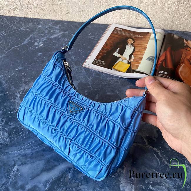 Prada Nylon And Saffiano Leather Mini Bag Blue | 1NE204 - 1