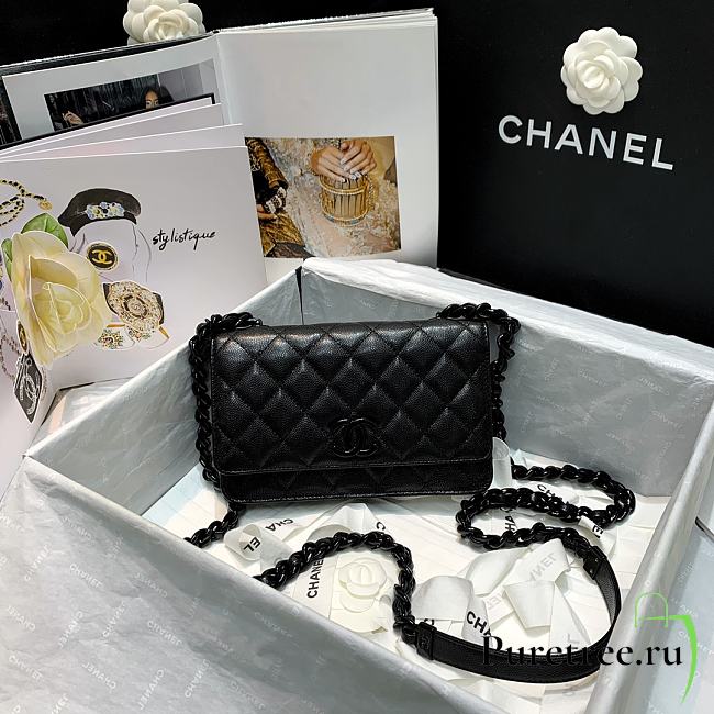 Chanel Classic Flap Bag Black 19cm | 81059 - 1
