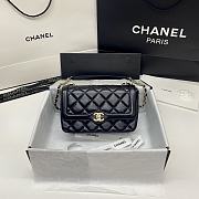 Chanel mini flap bag smooth leather black | AS2058 - 2