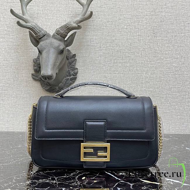 Fendi Baguette chain black leather bag 27cm | 8BR783 - 1