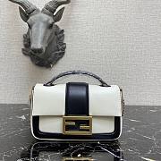 Fendi Baguette chain black & white leather bag 19cm | 8BR783 - 1