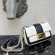 Fendi Baguette chain black & white leather bag 19cm | 8BR783 - 5