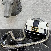 Fendi Baguette chain black & white leather bag 19cm | 8BR783 - 6