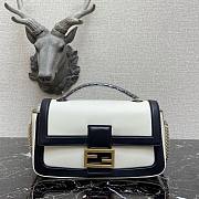 Fendi Baguette chain black & white leather bag 27cm | 8BR783 - 1