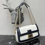 Fendi Baguette chain black & white leather bag 27cm | 8BR783 - 4