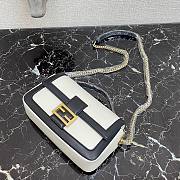 Fendi Baguette chain black & white leather bag 27cm | 8BR783 - 2