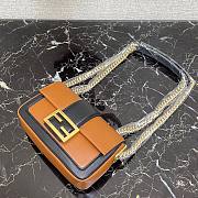 Fendi Baguette chain brown leather bag 19cm | 8BR783 - 4
