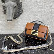 Fendi Baguette chain brown leather bag 19cm | 8BR783 - 5