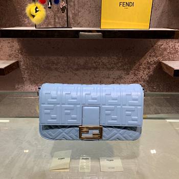 Fendi Baguete Blue leather bag 32cm | 8BR600