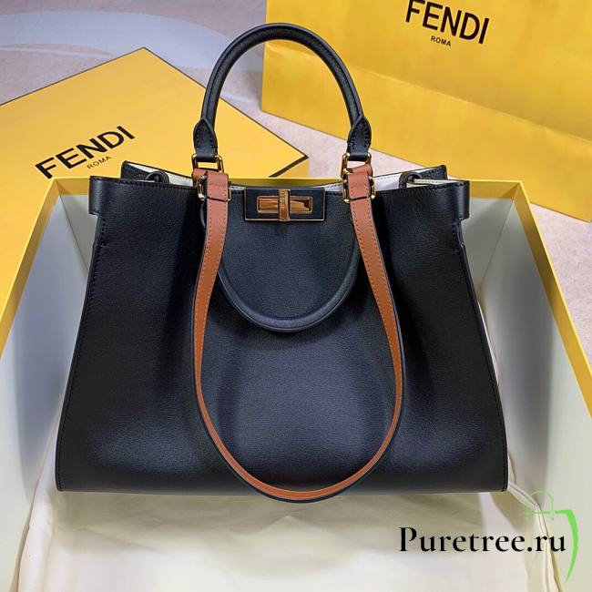 Fendi Peekaboo Black leather tote bag 35cm | 6011 - 1