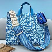 Fendi Peekaboo X-tote Blue canvas bag 41cm | 8BH374 - 1