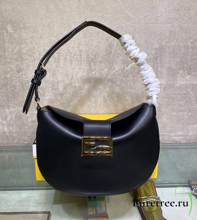Fendi Croissant Black leather bag | 8BR790 - 1