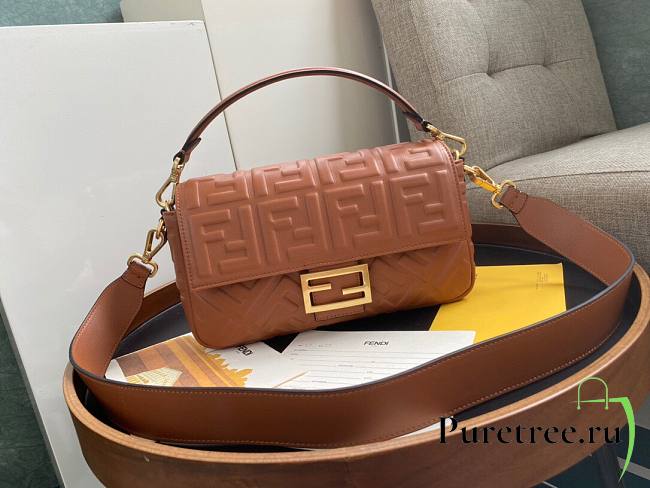 Fendi Baguete brown leather bag 26cm | 8BR600 - 1
