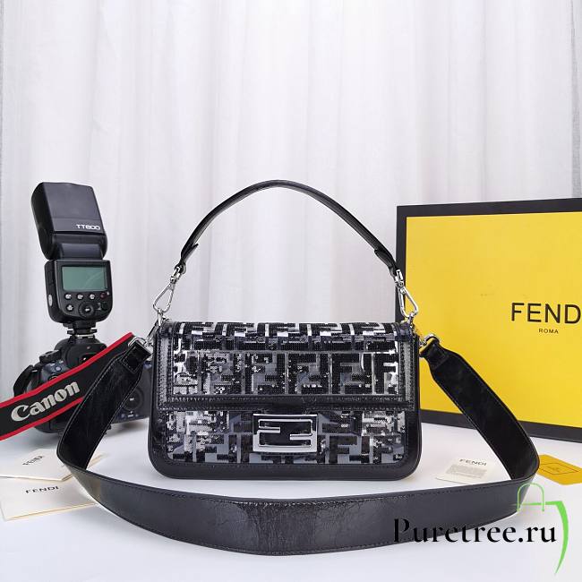 Fendi Baguete 1997 sequins black bag 26cm - 1