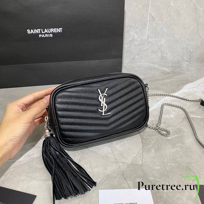 YSL LOU CAMERA BAG IN QUILTED LEATHER BLACK METAL 18CM | 585040 - 1