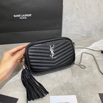 YSL LOU CAMERA BAG IN QUILTED LEATHER BLACK METAL 18CM | 585040