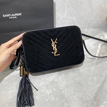 YSL LOU CAMERA BAG IN QUILTED LEATHER BLACK GOLD 23CM | 520534