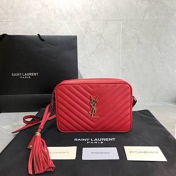 YSL LOU CAMERA BAG IN LEATHER RED GOLDEN 23CM | 520534