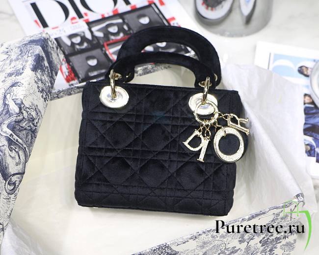 Dior Lady Mini Velvet 17cm Black - 1