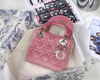 Dior Lady Mini Velvet 17cm Pink