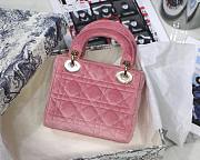 Dior Lady Mini Velvet 17cm Pink - 3