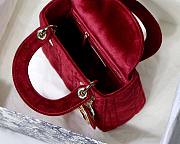 Dior Lady Mini Velvet 17cm Red - 6