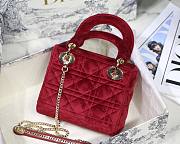 Dior Lady Mini Velvet 17cm Red - 5