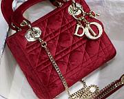 Dior Lady Mini Velvet 17cm Red - 4