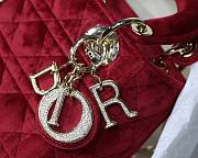 Dior Lady Mini Velvet 17cm Red - 2