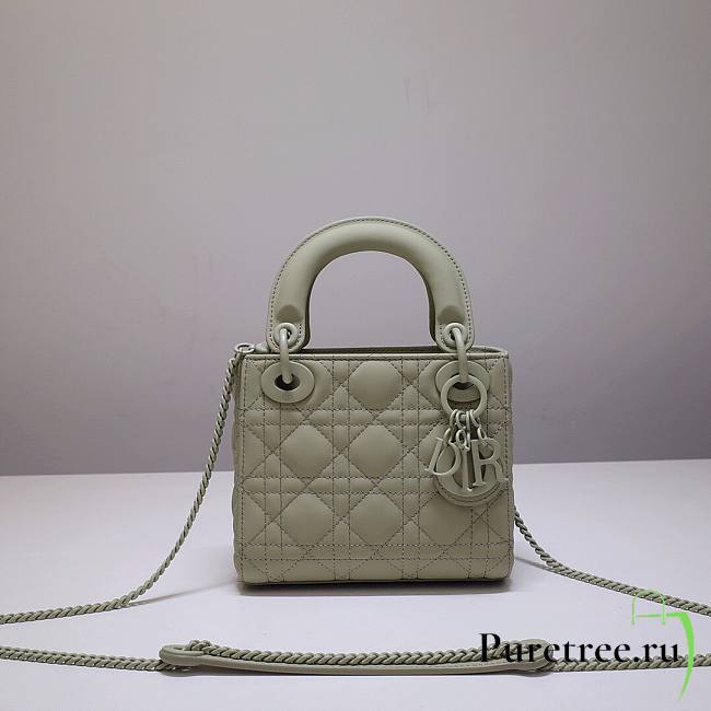 Dior Lady Mini Lambskin Bag Sage Green 17cm | M0538 - 1