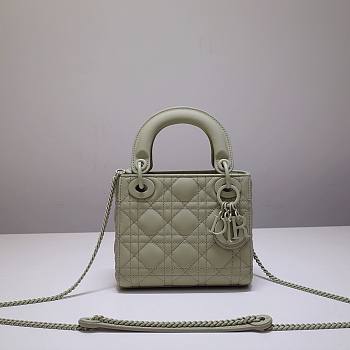 Dior Lady Mini Lambskin Bag Sage Green 17cm | M0538