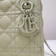 Dior Lady Mini Lambskin Bag Sage Green 17cm | M0538 - 3