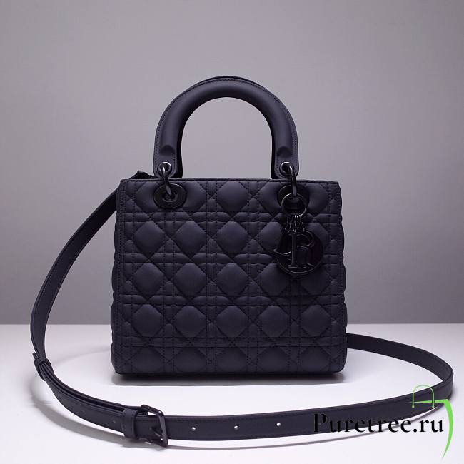 Dior Lady Black Ultramatte Cannage Calfskin 24cm | M0565 - 1