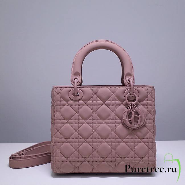 Dior Lady Blush Ultramatte Cannage Calfskin Pink 24cm | M0565 - 1