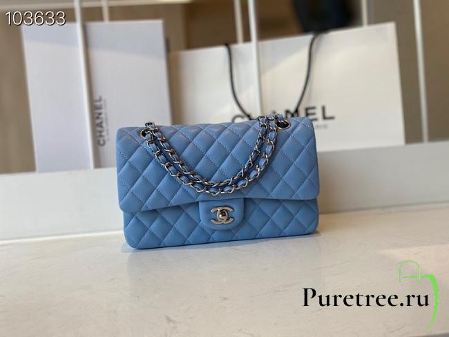 Chanel Classic Double Flap Bag Lambskin Metal Blue | A01112 - 1
