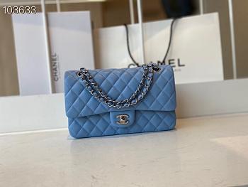 Chanel Classic Double Flap Bag Lambskin Metal Blue | A01112