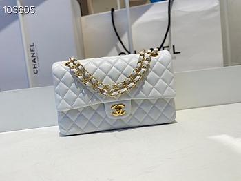 Chanel Classic Double Flap Bag Lambskin Golden White | A01112