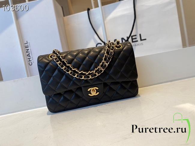 Chanel Classic Double Flap Bag Lambskin Golden Black | A01112 - 1