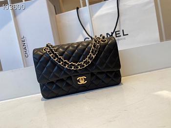 Chanel Classic Double Flap Bag Lambskin Golden Black | A01112