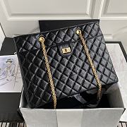 Chanel leather golden tote shopping bag black | AS6611 - 1