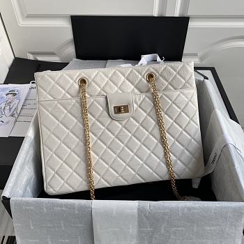 Chanel leather golden tote shopping bag white | AS6611