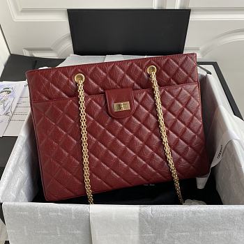 Chanel leather golden tote shopping bag red | AS6611