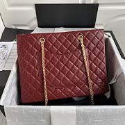 Chanel leather golden tote shopping bag red | AS6611 - 4