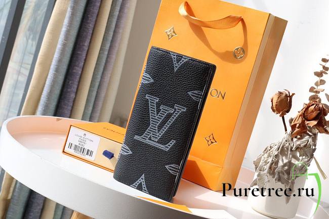 LV Brazza Taurillon Shadow leather Long Wallet | M80042 - 1