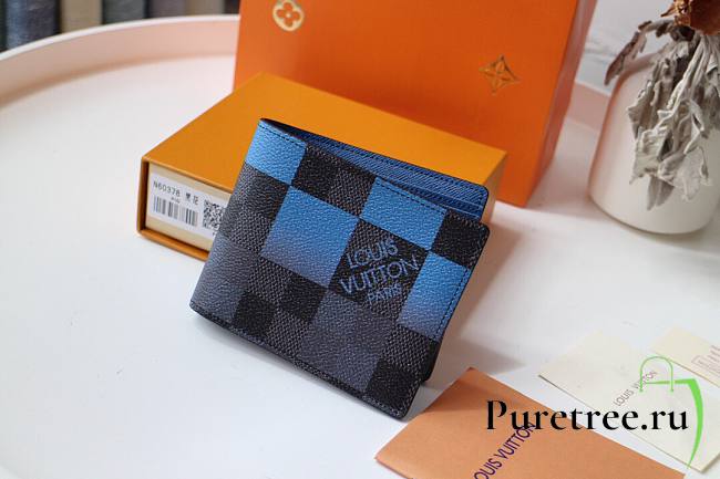 LV Brazza Damier Graphite Pixel Blue Wallet | N60895 - 1